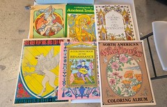 Collection of Vintage Paper Coloring Books Primarily From Bellerophon Books. Lot