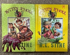 LOT OF 2 R.L. STINE ROTTEN SCHOOL BIG BLUEBERRY BARF OFF HARDCOVER BOOK