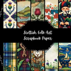 Scottish Folk Art Scrapbook Paper, Scotland Junk Journal Paper, Europe Travel…